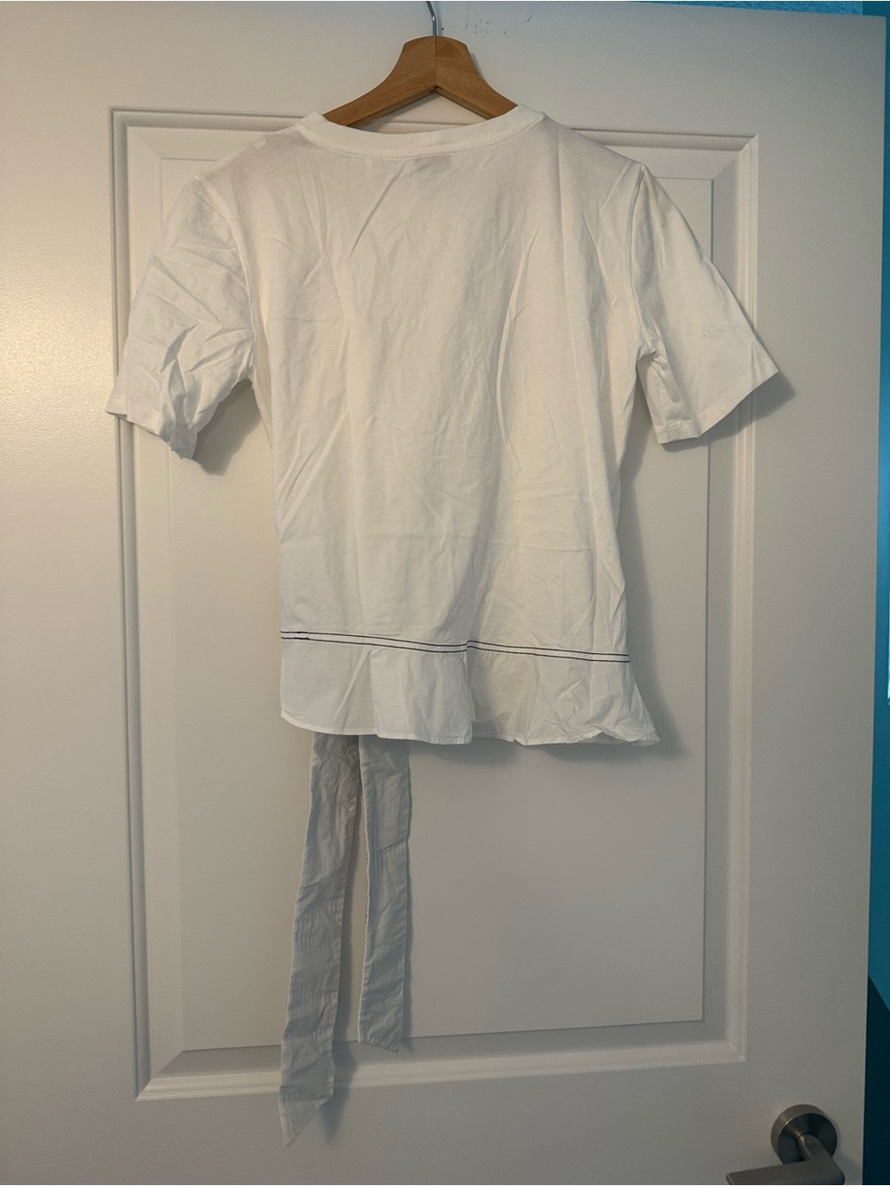 Sandro White Node Bow Detail T-Shirt - Picture 5 of 7